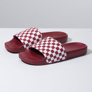 Vans Bayan Sandalet Checkerboard Slide-On Kırmızı/Beyaz | 58814-862